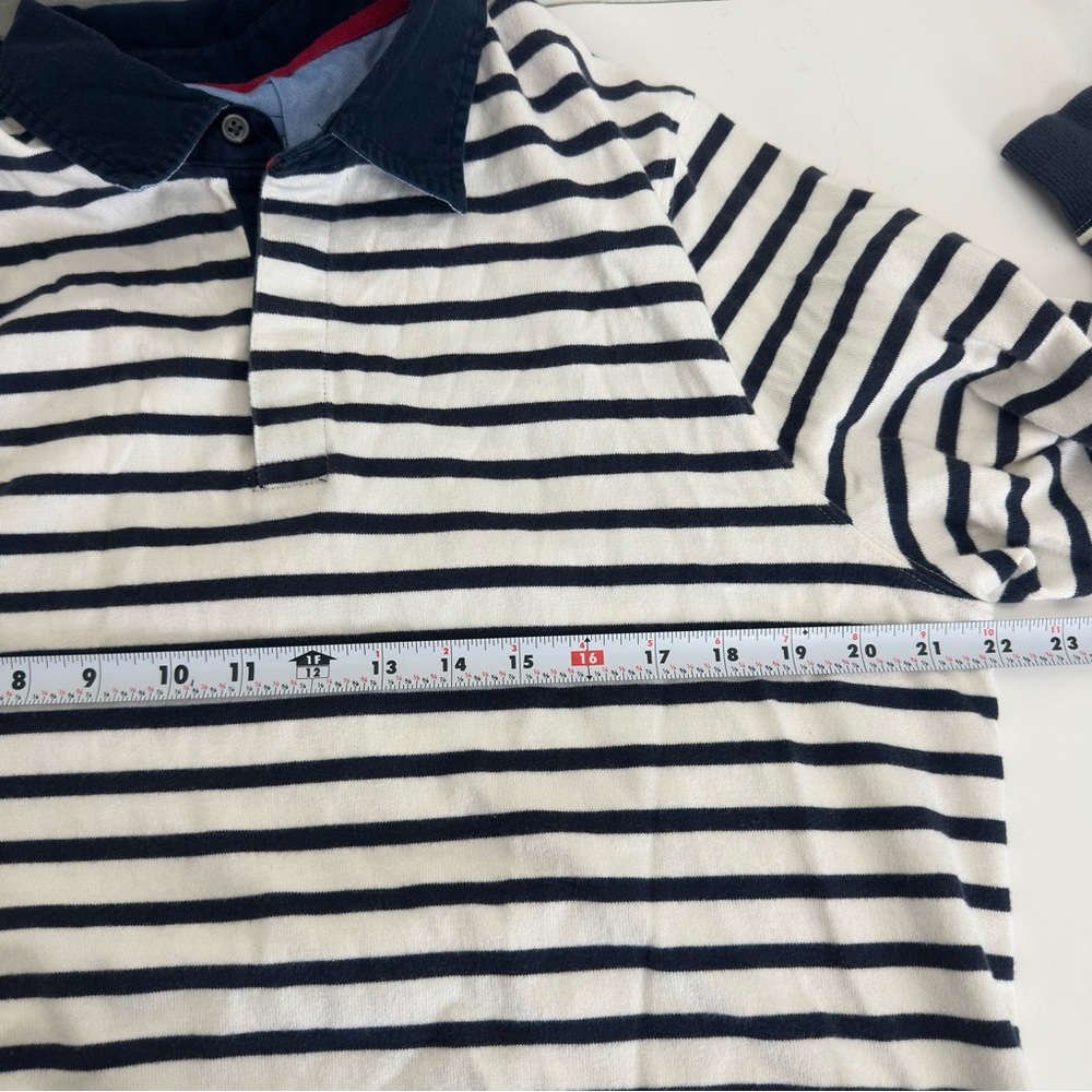 LL Bean Mens Polo Shirt Striped Long Sleeve Cotton Rugby Heritage Collegiate - Picture 6 of 9